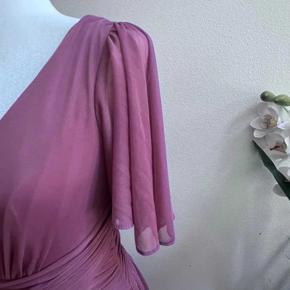 DB‎ Studio Celebrate Elegant V-Neck Flutter Sleeve Bridesmaid Maxi Dress 6 Prom